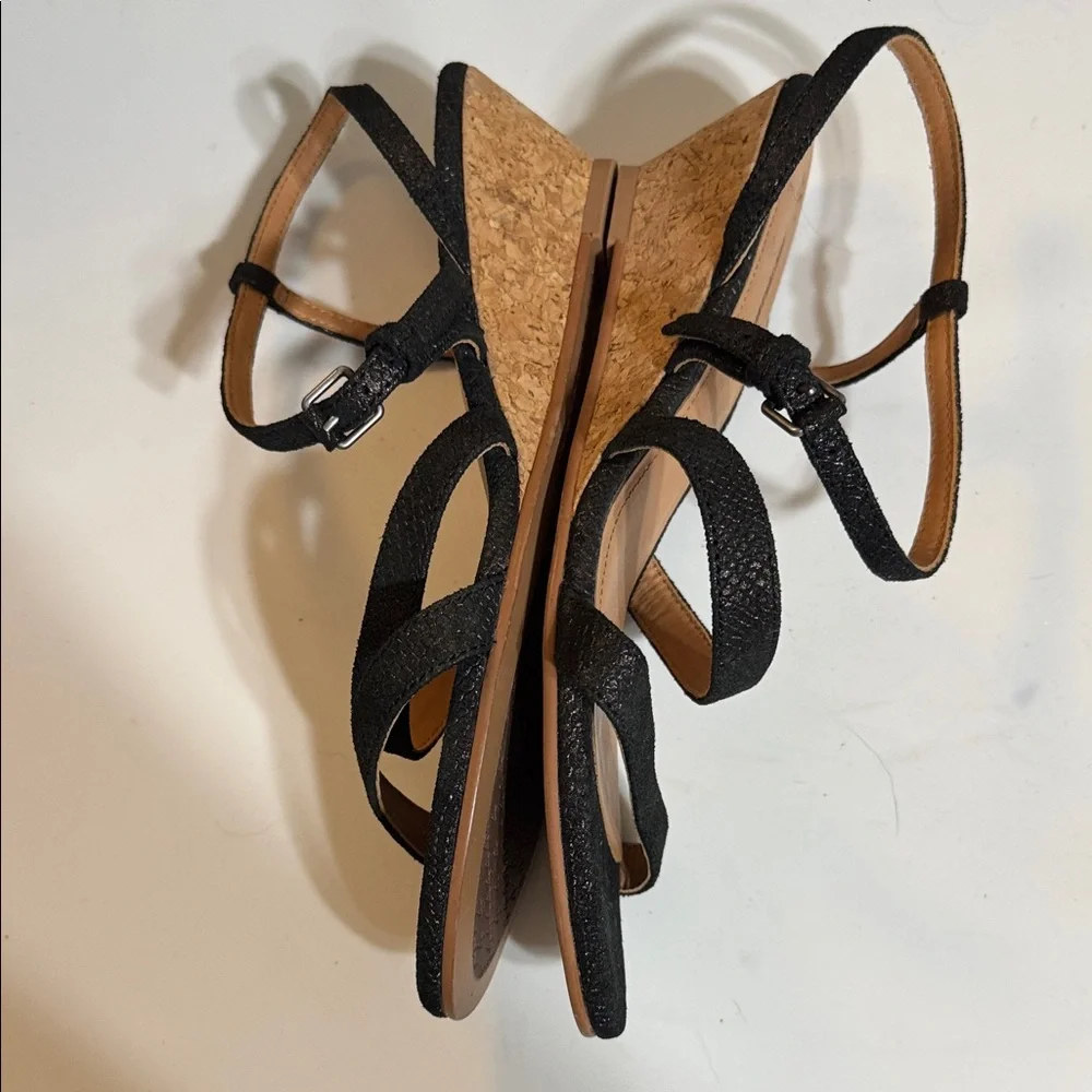 Johnston & Murphy Black Wedge Sandals